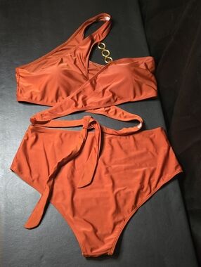 SHEIN Rust Orange Two-Piece Bikini Set